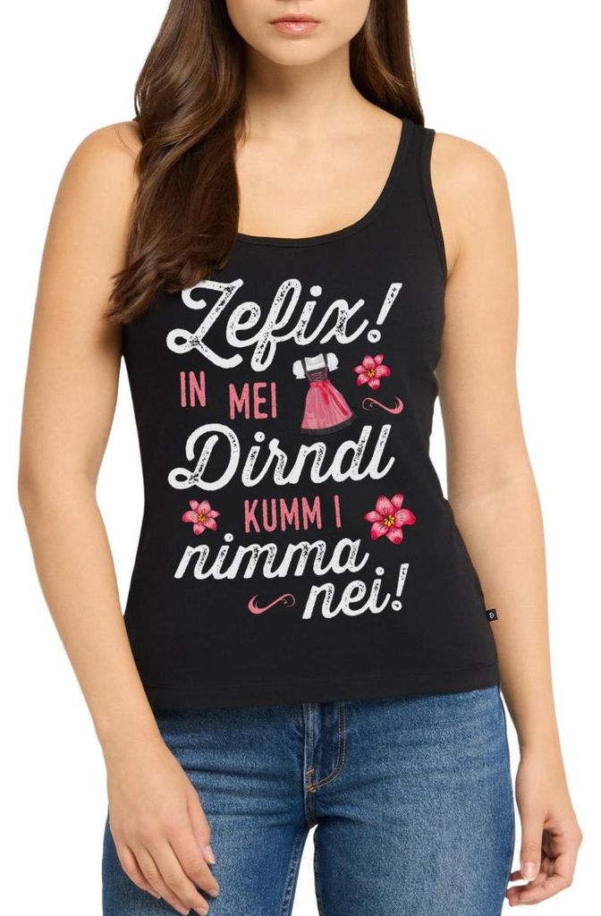 Spreadshirt Lustiges Dirndl Motiv Mit Spruch Für Damen Frauen Premium Tank Top, XS, Schwarz