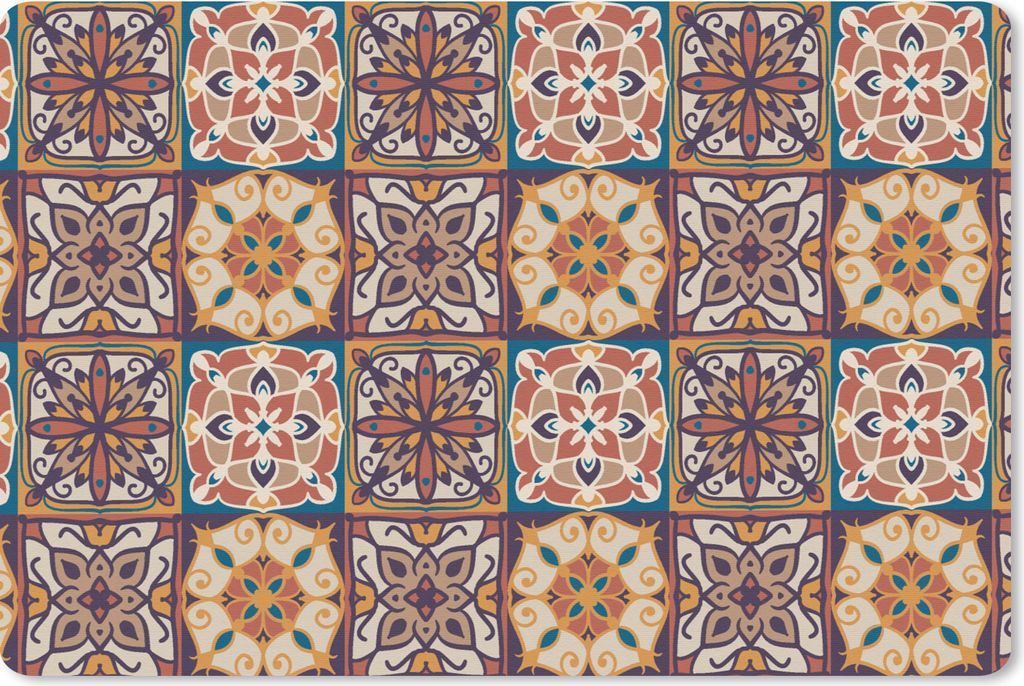 MuchoWow Schreibtischunterlage Vektor - Fliese - Abstrakt - Muster 60x40 cm - XXL Mauspad - Großes Mauspad