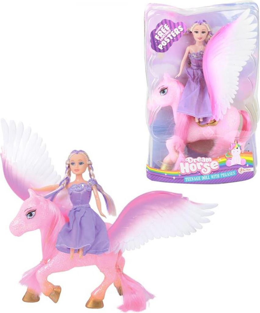 Toi-Toys Teenagerpuppe mit Pegasus - magisches Spielzeug für Kinder