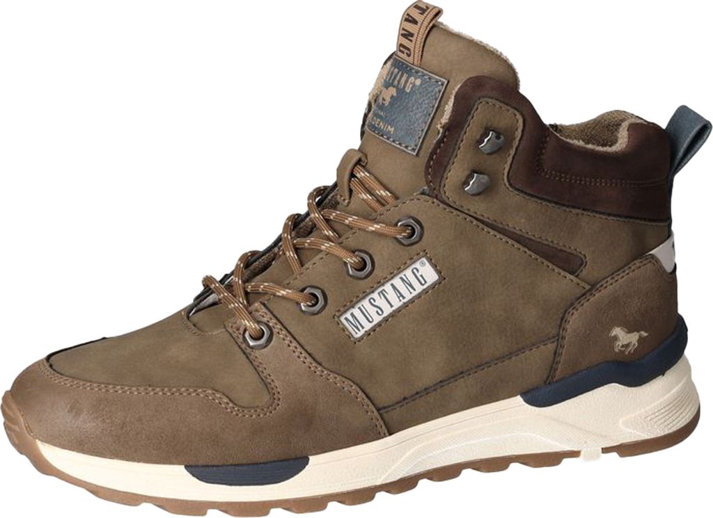 Mustang Herren Sneaker Stiefelette High Top Schnürbooty 4186-504, Größe:43 EU, Farbe:Braun