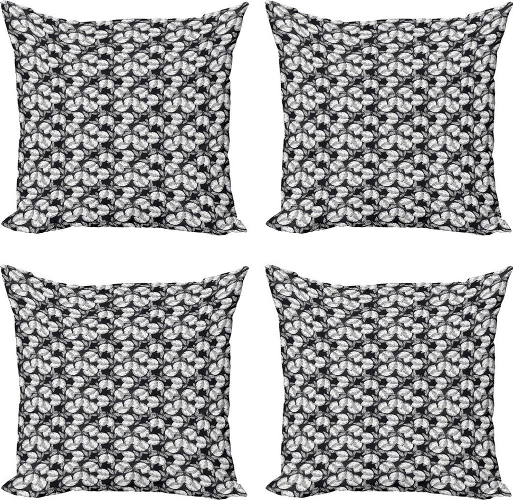 ABAKUHAUS Zitrone Kissenbezug Set (4 Stück), Obst Zweige mit Blättern, Moderner Doppelseitiger Digitaldruck, 40 cm x 40 cm, Dunkle Taupe, Grau, W...