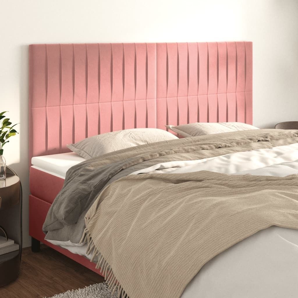 (Robust Möbel)Kopfteil - modernes Design - fürs Schlafzimmer - Rosa 200x5x118/128cm Samt NEU125718 - Kopfteile