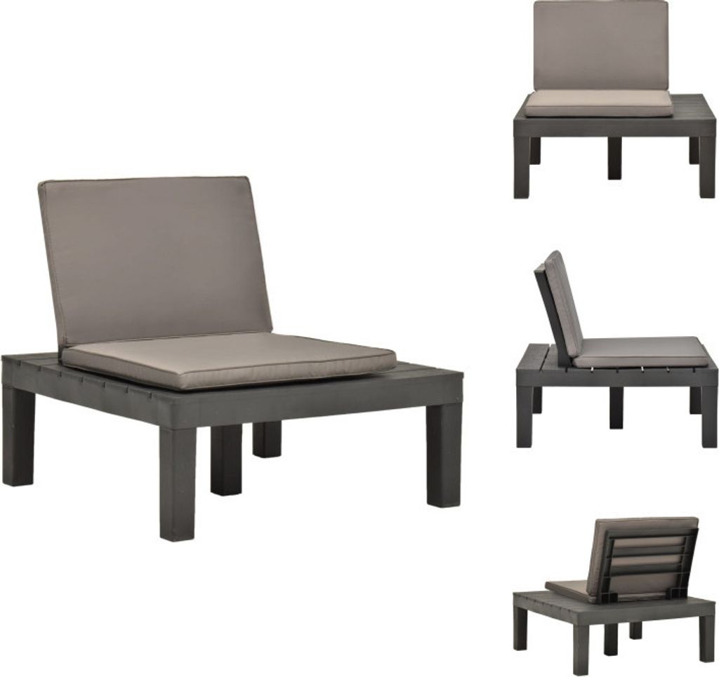 vidaXL Garten-Lounge-Stuhl mit Sitzpolster Kunststoff Anthrazit - Gartenstühle
