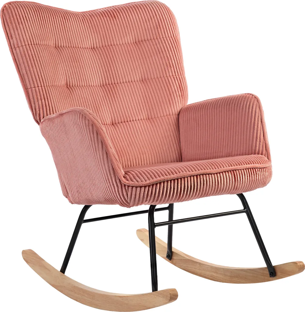 HOMCOM Sedia a Dondolo Rosa: Relax in Velluto e Legno per la tua Casa