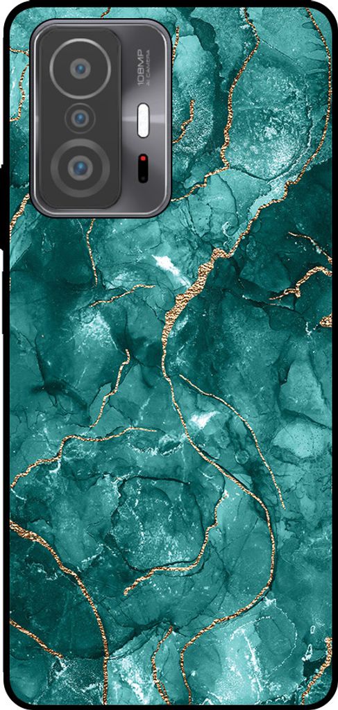 Smartphonica Telefon Fall geeignet für Xiaomi 11T / 11T Pro mit Marmor-Druck - TPU zurück Abdeckung Fall Marmor-Design - Gold Grün