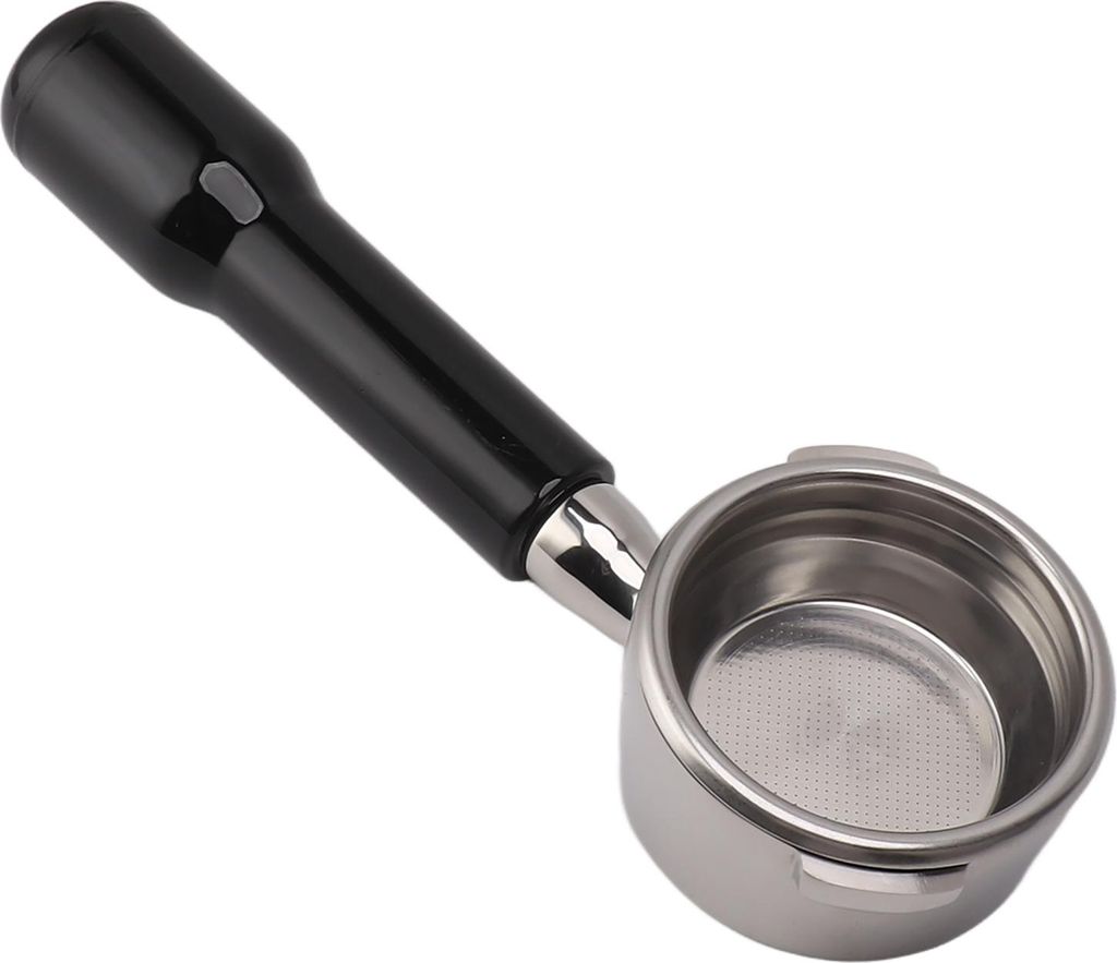 58 mm Portafilter bodenloser Edelstahl 2 Ohr bequemes Griff Kaffeemaschine Accessoire fr Gaggia Baby Evolion Schwarz
