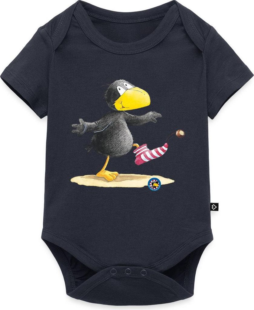 Spreadshirt Der kleine Rabe Socke Kastanie Kurzarm Tages Baby Body, 74 (6-9 M.), Navy