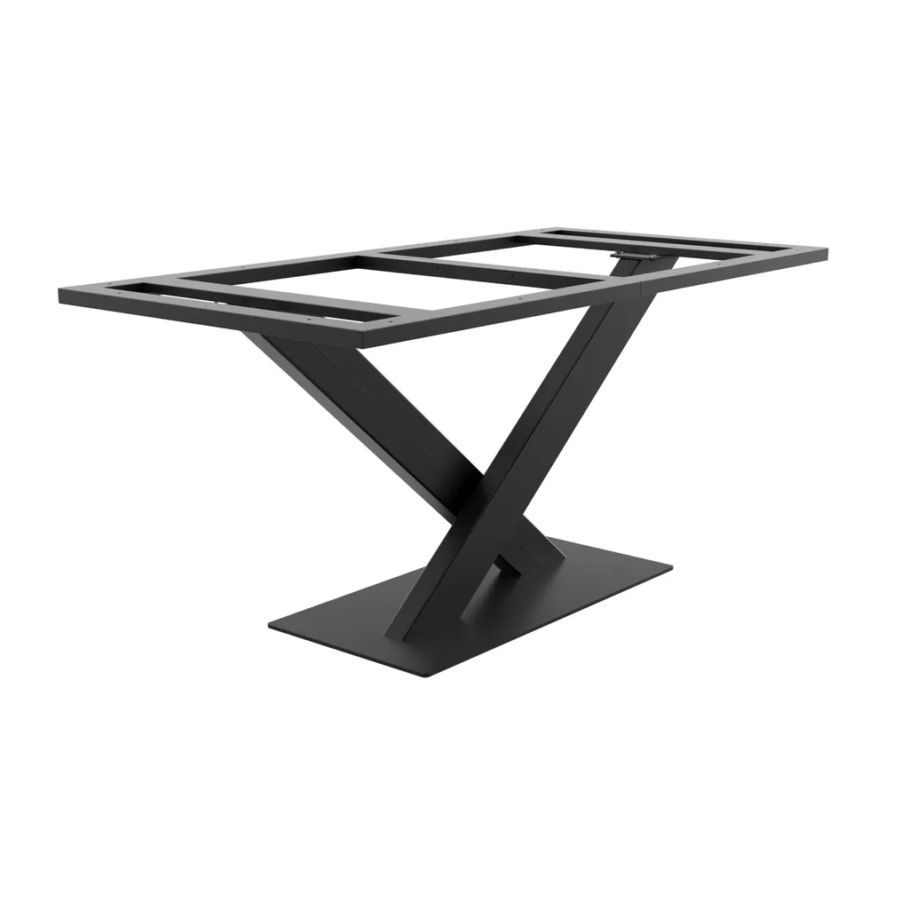 Pieds de table MetaloPro en acier noir style industriel en X - 71 cm