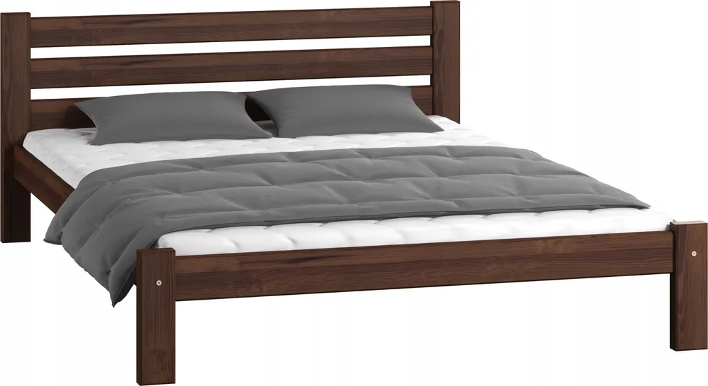 Lit adulte 140x200 cm bois noyer pour chambre d'amis ou parentale chic