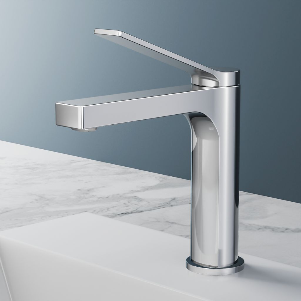 EMKE Wasserhahn Bad Chrom 195x173x46mm, Messing, Keramikkartusche, Badarmatur, Mischbatterie Waschbecken-Armatur, Waschtischarmatur