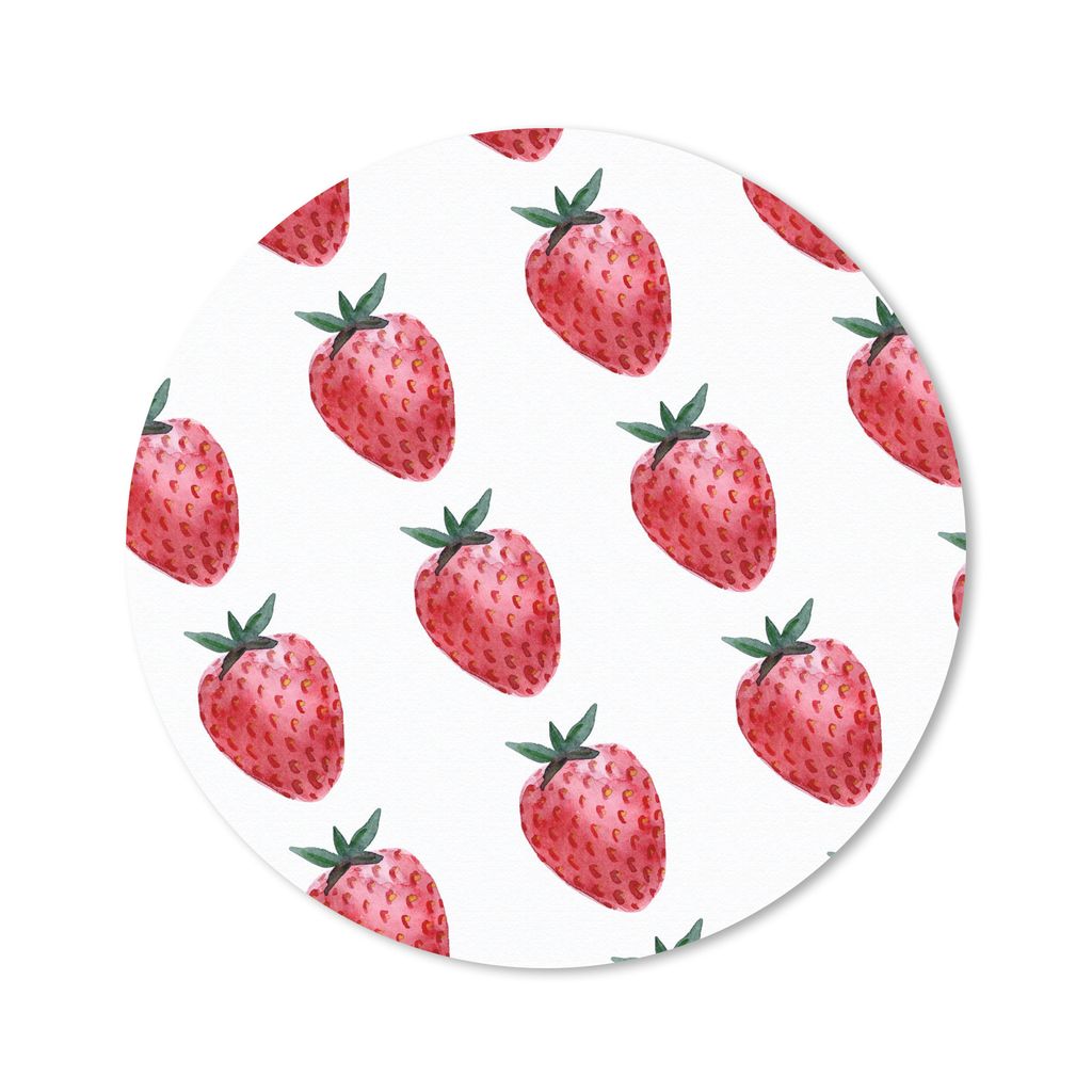 MuchoWow Mauspad Mousepad Erdbeere - Obst - Weiß 30x30 cm - Mousepads - Maus Mat - Pad - Mausunterlage - Tischunterlage - Schreibtischmatten