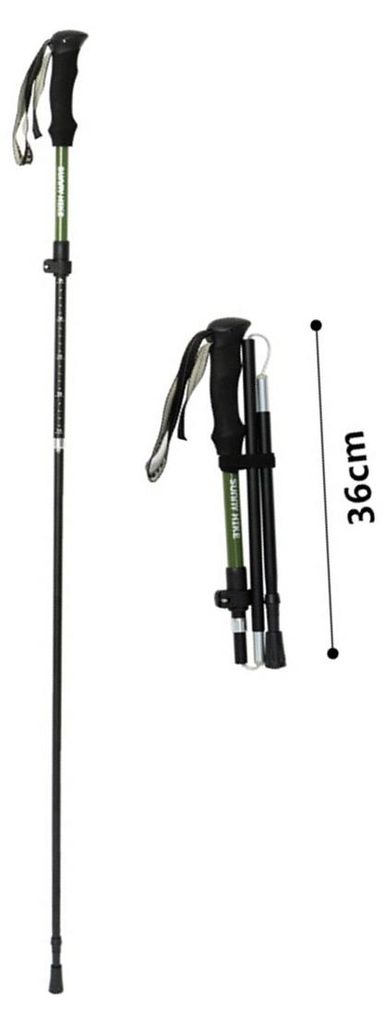 INF 2er Set verstellbar Aluminium-Trekkingstöcke 5-fach 165-190 cm Wandern Grün