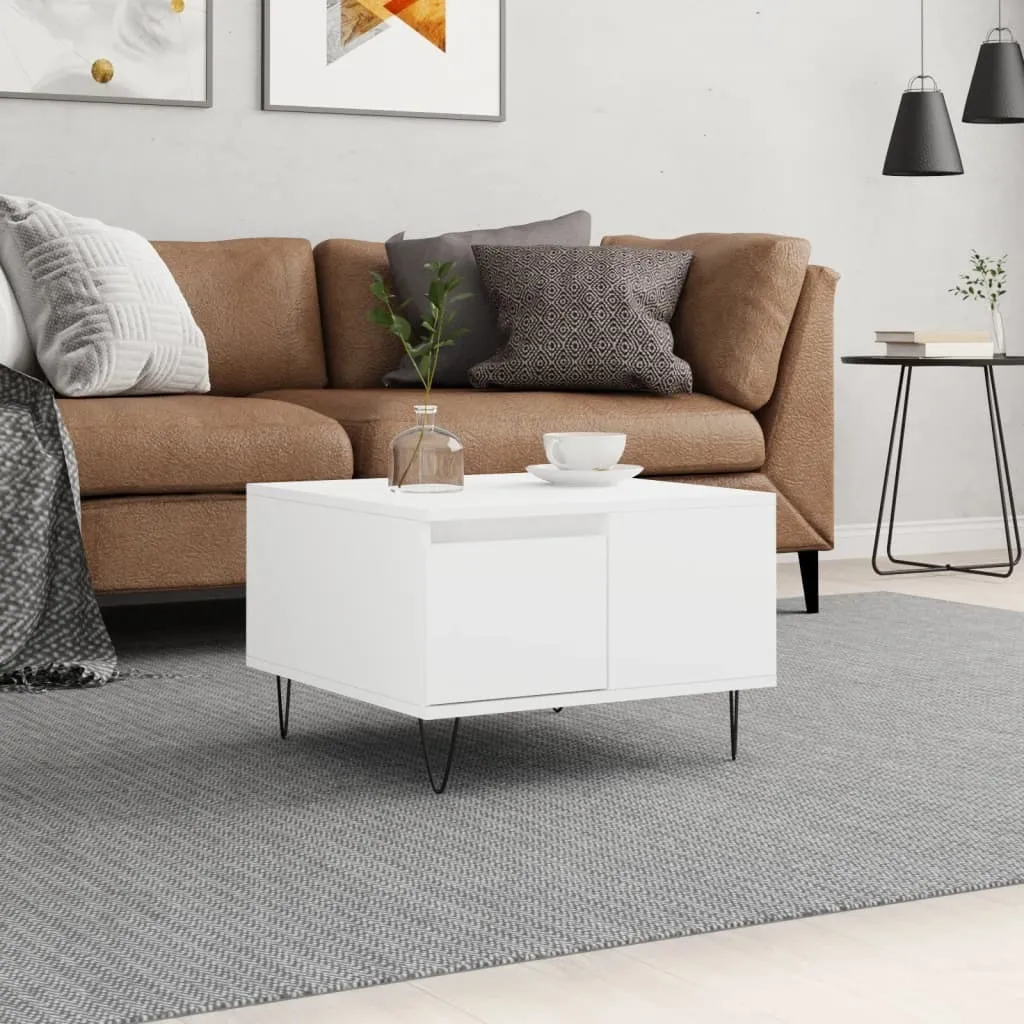 Tavolino Basso Bianco 55cm The Living Store - Facile da Pulire