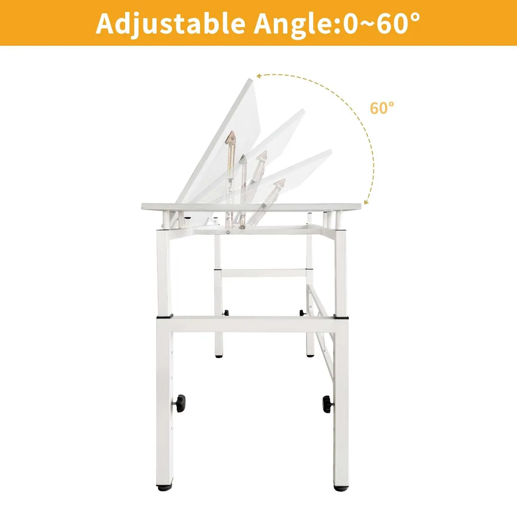 Table d'architecte réglable blanche pour bureau d'étudiant ou atelier - 3