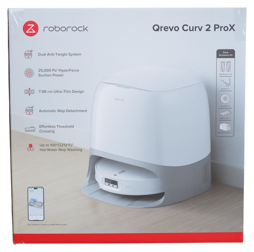 Roborock Robot Vacuum Cleaner Qrevo Curv 2 ProX Weiß Produktbild 