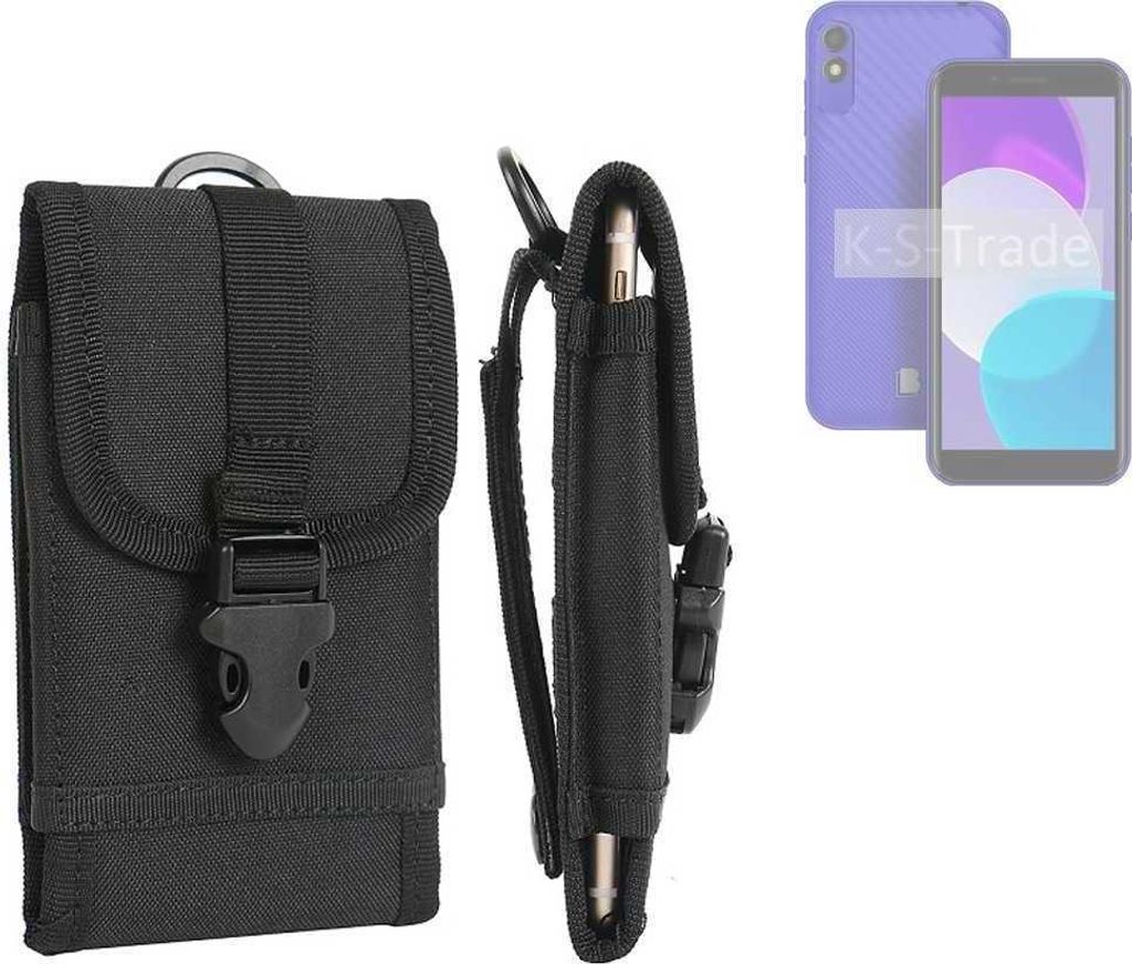 K-S-Trade Holster Handy Hülle kompatibel mit BLU C5L+ Holster Handytasche Gürtel Tasche Schutz Hülle Robust Outdoor schwarz