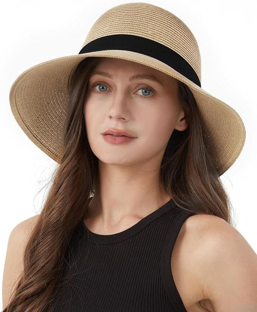 Cappello di paglia Zylioo da spiaggia per l'estate con tesa Immagine del prodotto 
