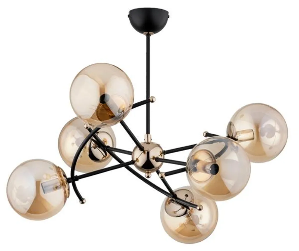 Luminaire suspendu design pour table salle à manger ambre et or Alfa