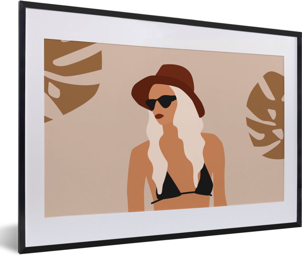 MuchoWow Gerahmtes Poster Sommer - Blätter - Pastell 60x40 cm - Poster mit Schwarzem Bilderrahmen Wandposter Rahmen Foto Bilder - Schlafzimmer -...