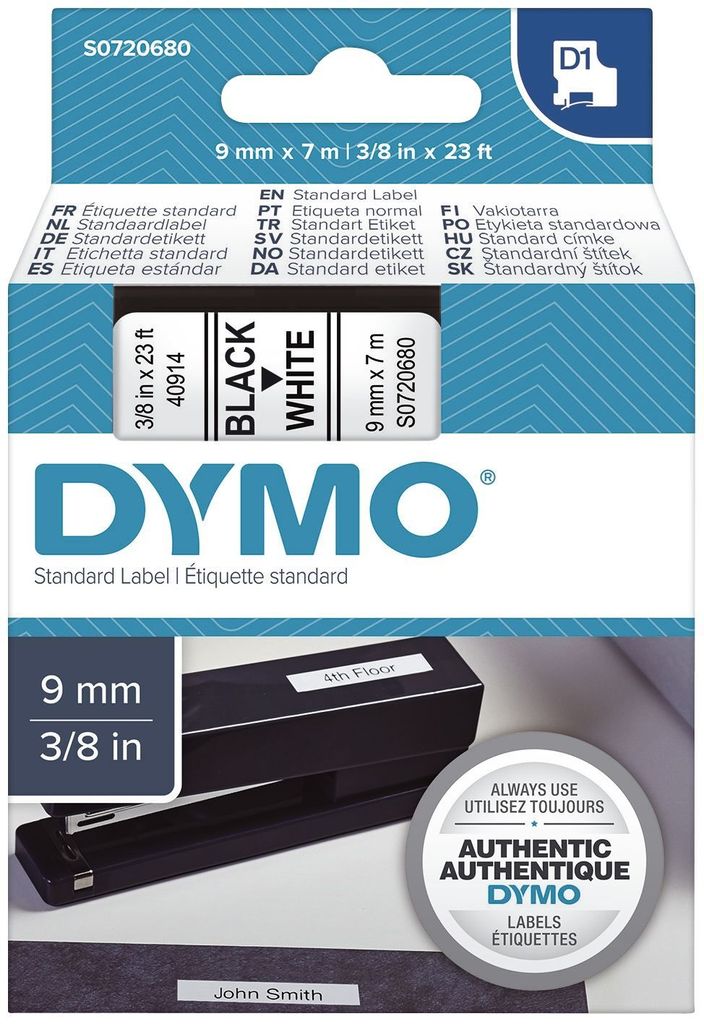 DYMO D1 Standaard, 9 mm x 7 meter, doos, 19 mm, 65 mm Productafbeelding 