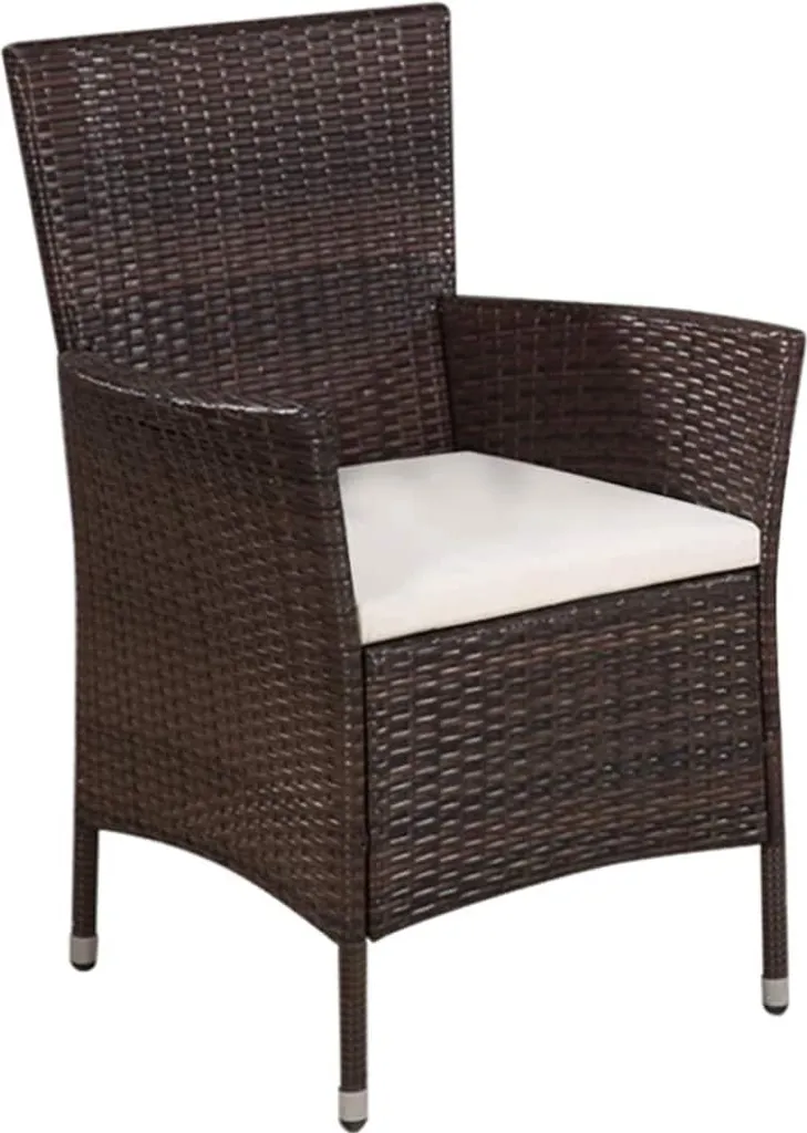 vidaXL Ensemble Bistro 3 pièces en Poly Rotin Marron pour Petit Jardin
