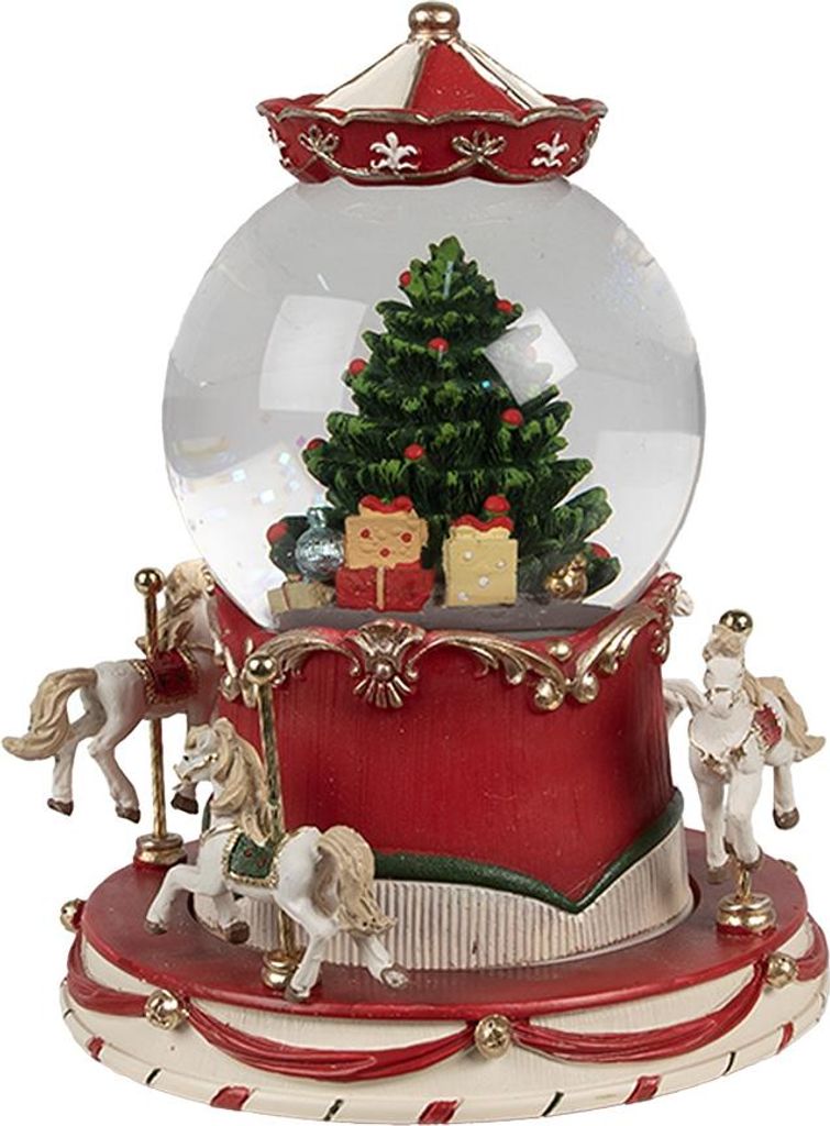 Clayre & Eef Schneekugel Ø 14x19 cm Rot Glas Weihnachten