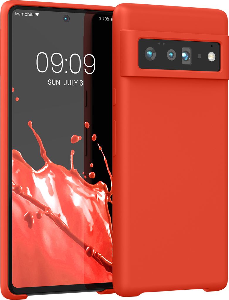 kwmobile Hülle kompatibel mit Google Pixel 6 Pro Hülle - Silikon Handy Case - Handyhülle weiche Oberfläche - kabelloses Laden - Mandarin Orange