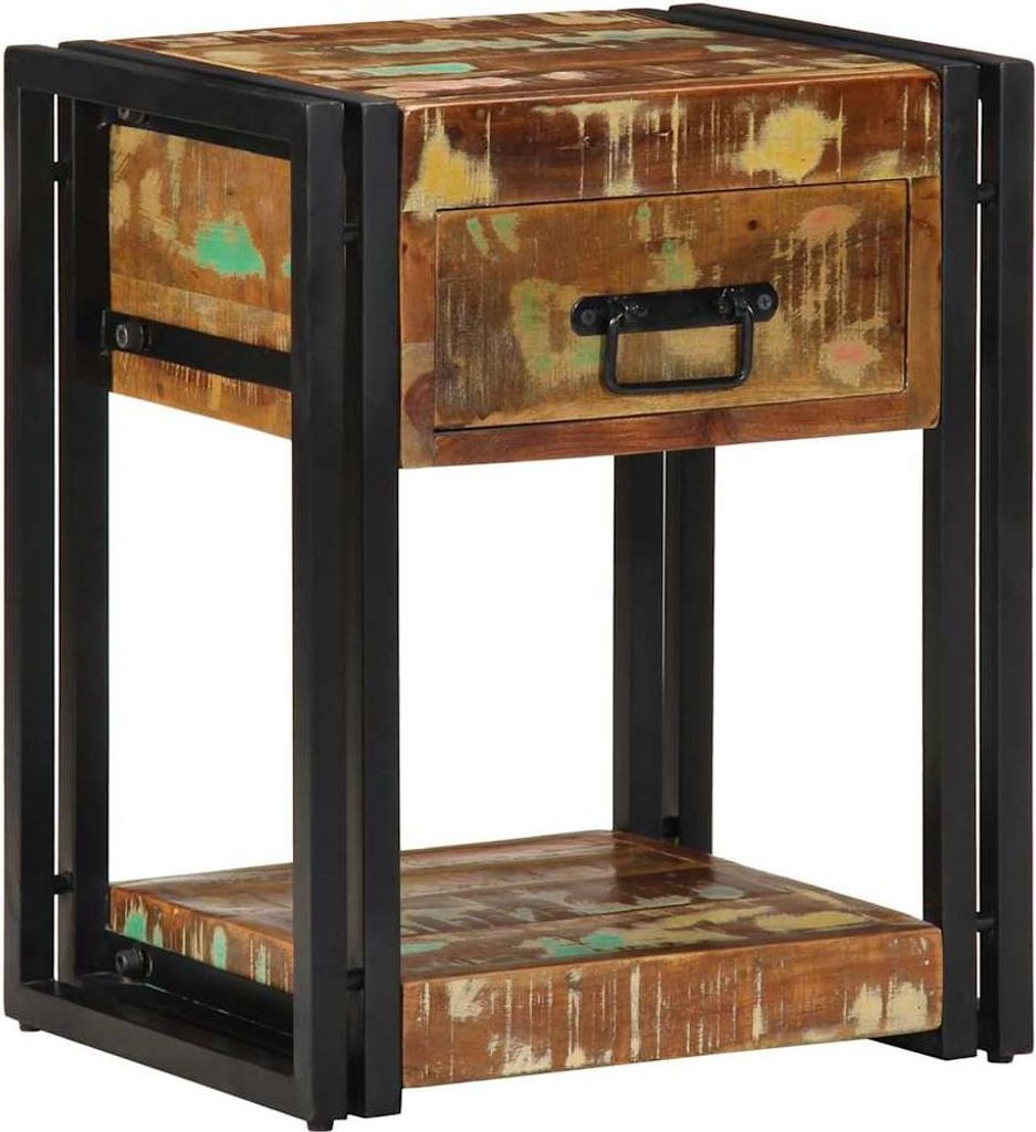 (Robust Möbel)Nachttisch 2er Set, für Schlafzimmer - elegantes Design - Nachtkommode - Mehrfarbig 40x35x50cm Massives Altholz - Nachttische &...