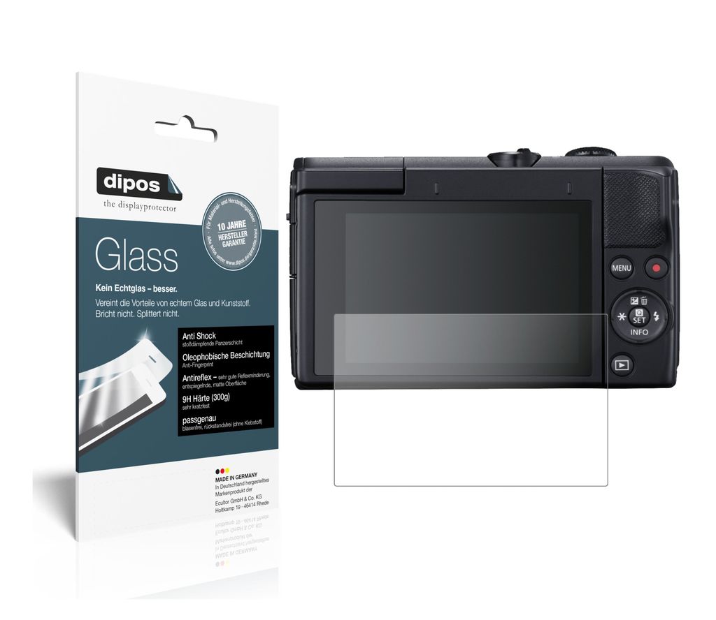2x Schutzfolie für Canon EOS M200 matt - Anti-Shock 9H Folie dipos Glass Kunststoffglas