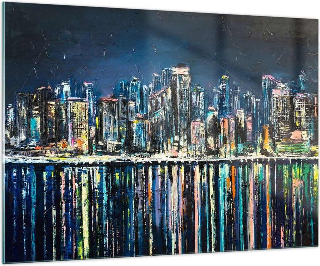 Bilder auf glas - Stadt Aussicht Wasser - 100x70cm - Glasbilder - Wandbilder - Kunstdruck - zum Aufhängen bereit - Wanddekoration aus Glas - Glas ...