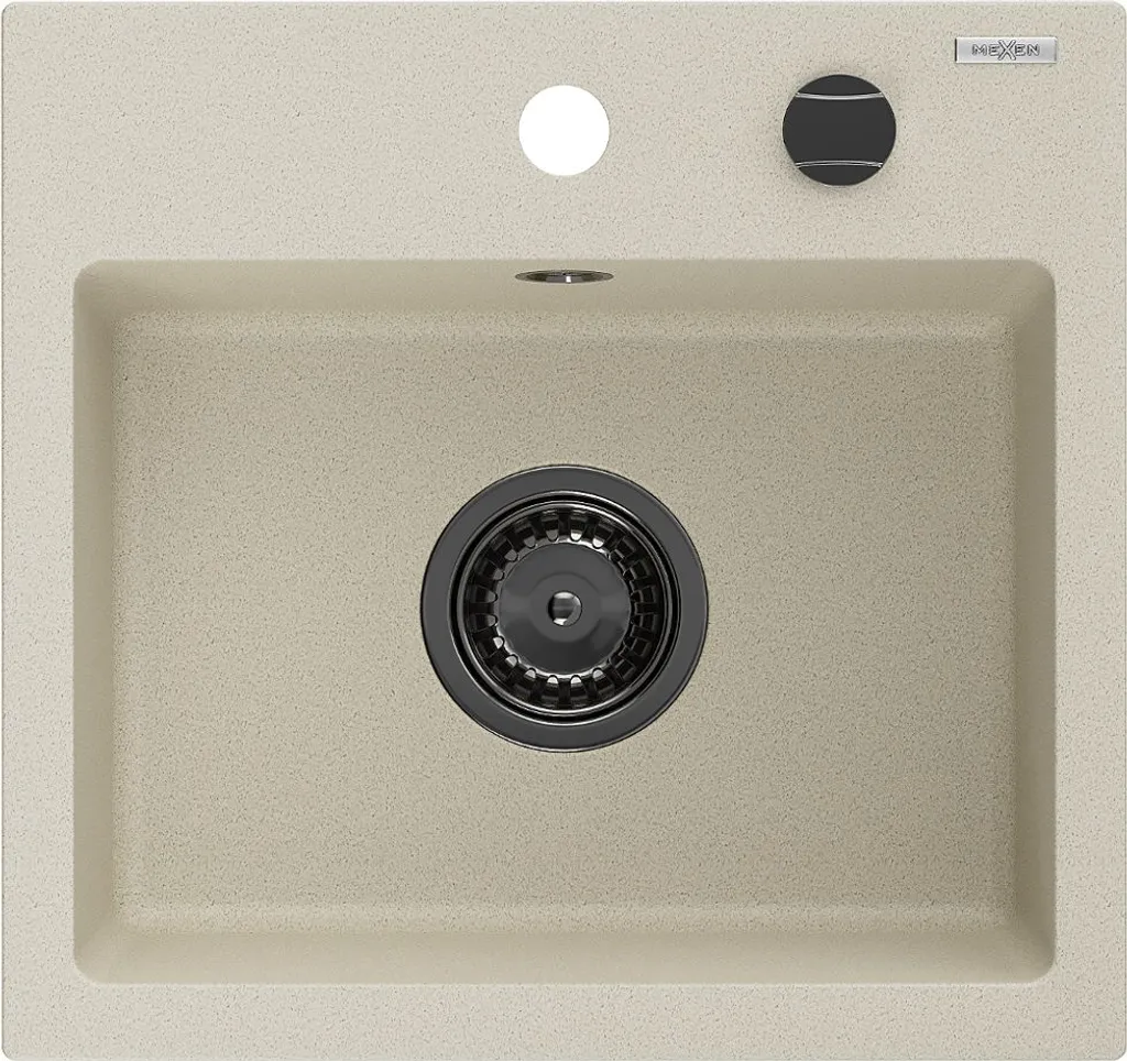 Lavello Compatto Mexen Milo Beige 435x410 | Sifone Nero Design