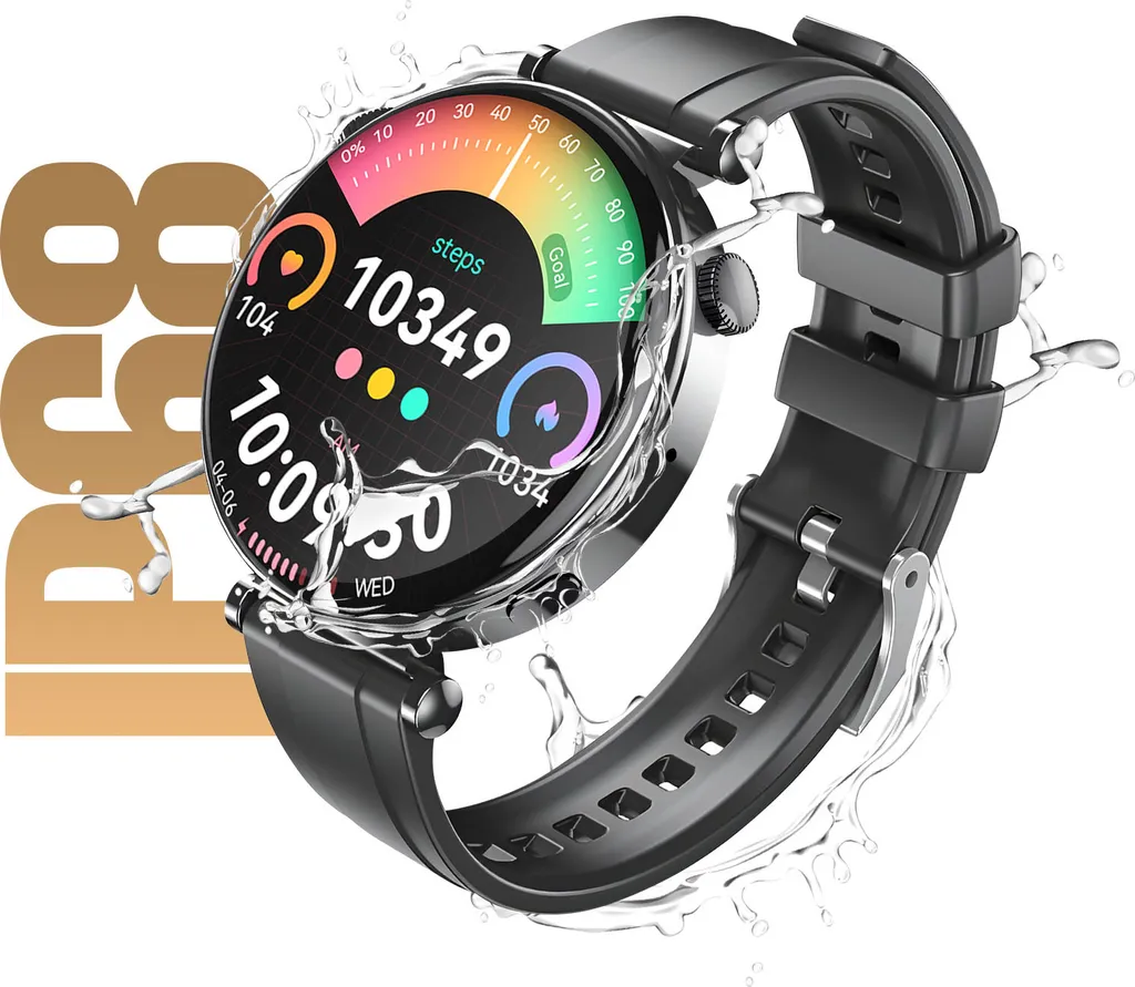 XO Smartwatch GT4 Mini Noir Écran Amoled IP68 avec 22 Langues Intégrées