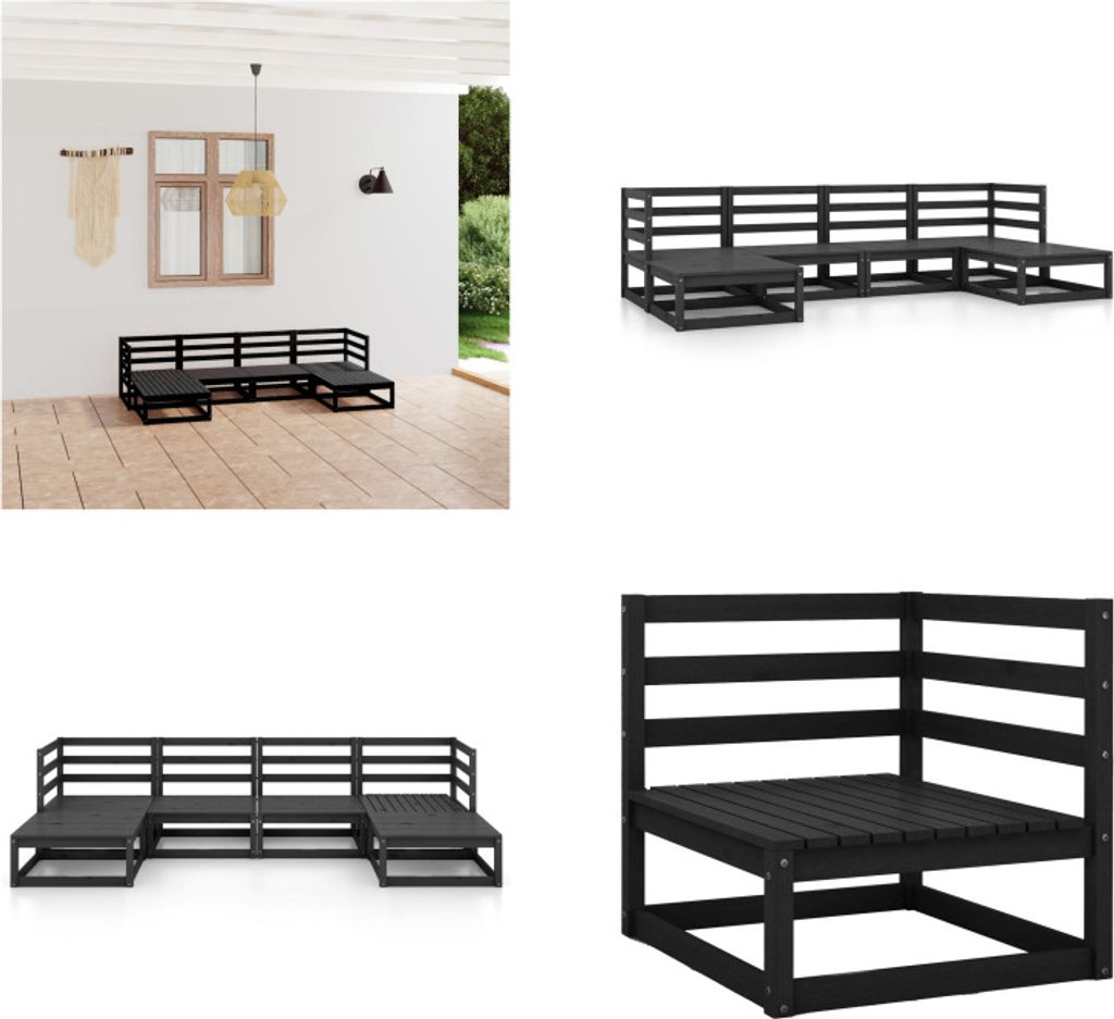 vidaXL 6 tlg. Garten Lounge Set Massivholz Kiefer - Gartenmöbel-Set - Gartenmöbel-Sets - Gartengarnitur - Gartengarnituren