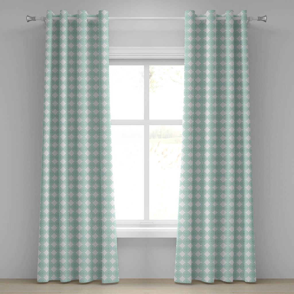 ABAKUHAUS Blumen Ösenvorhang, Abstrakte Kreisförmige Motiven Zusammenstellung Pastelltöne Muster, Dekorative 2-Panel-Fenstervorhänge, 280 cm x ...