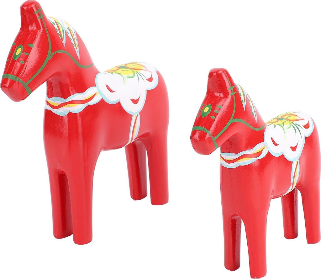 2pcs Hand gemalt schwedischen hölzernen Pferd Figur Dalecarlian Pferd Ornamente für Haus Hochzeit Supplies rot