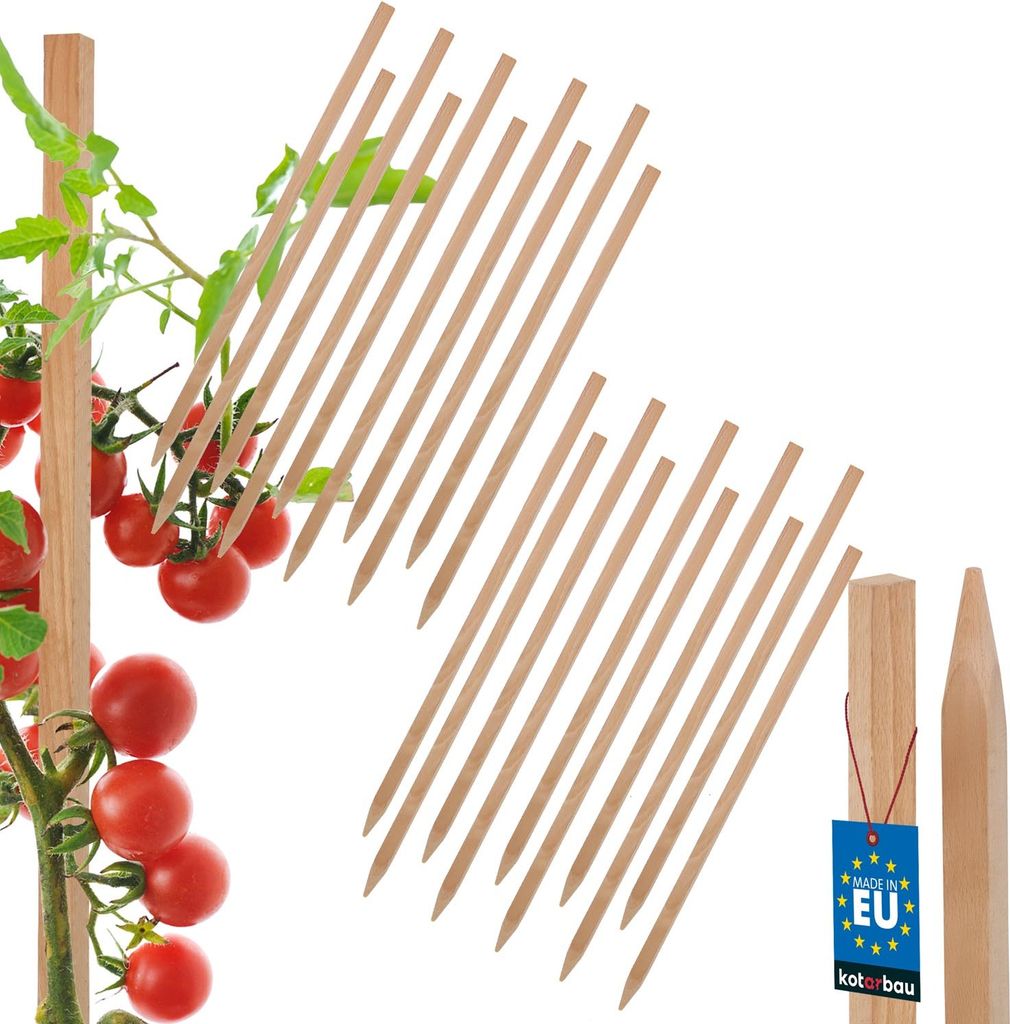 KOTARBAU Tomaten-Gemüse-Gartenstäbe aus Holz, Stütze für Sträucher, Bäume, 40 cm, 20er-Set