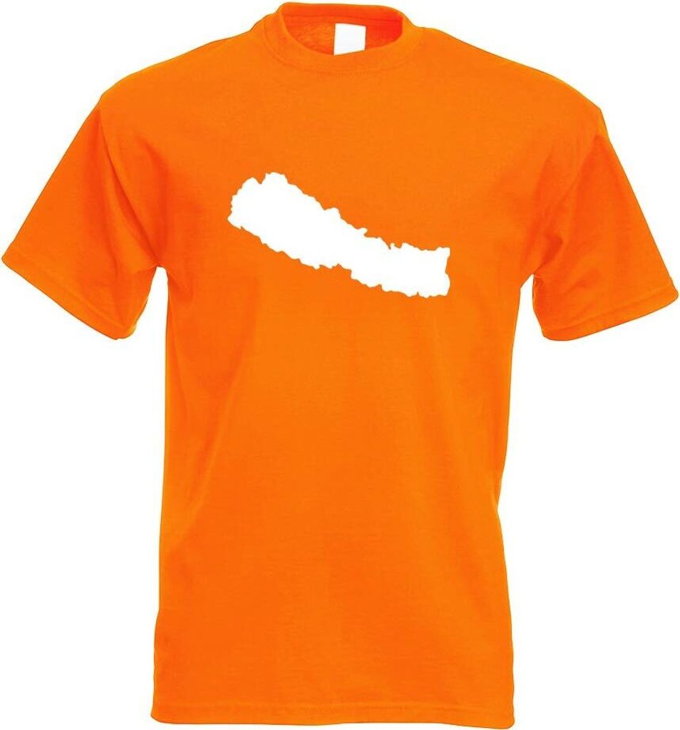 Kiwistar - T-Shirt - orange - Nepal Umriss Kontur Herren Funshirt Bedruckt Design Sprüche Spruch Motive - mit Motiv Bedruckt - Funshirt Design - S...