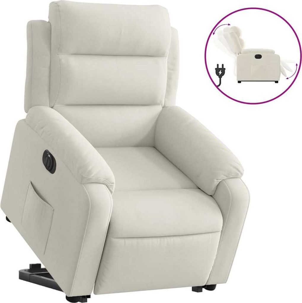 vidaXL Relaxsessel mit Aufstehhilfe Elektrisch Creme Samt
