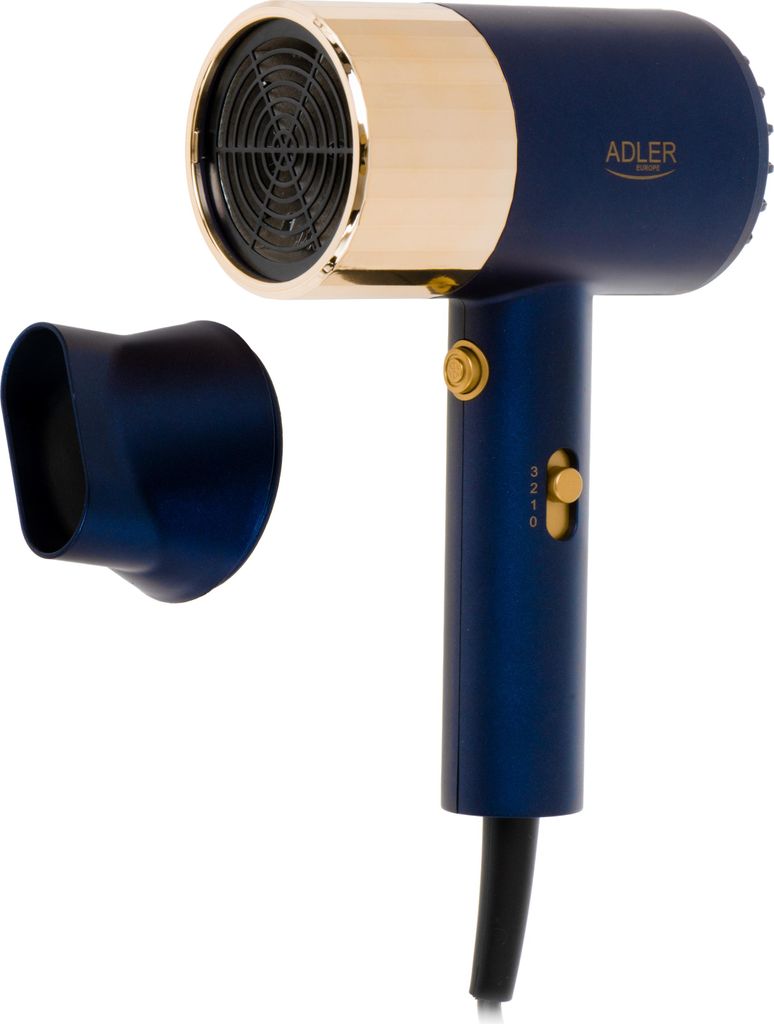 Adler Hair dryer | AD 2280 | 1800 W | Number of temperature settings 3 | Blue/Gold