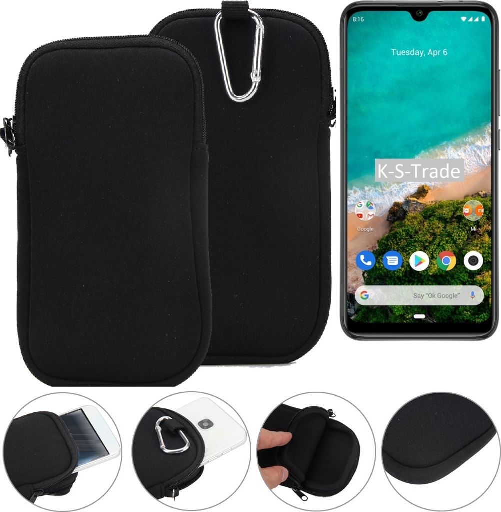 K-S-Trade Neopren-Hülle Handyhülle kompatibel mit Xiaomi Mi A3 Schutzhülle Neoprenhülle Sleeve Schutz-Hülle Gürtel Tasche Case Holster