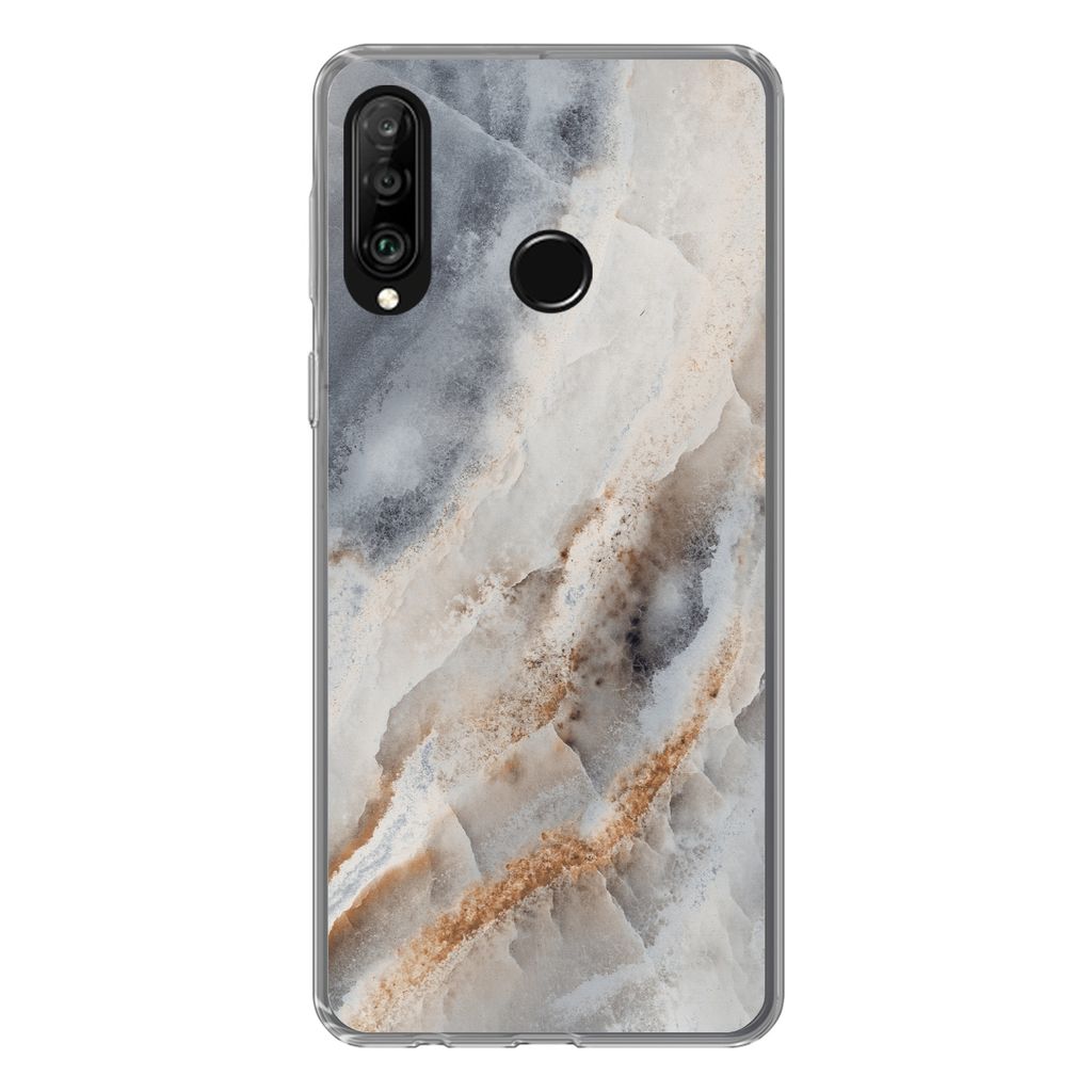 MuchoWow Handyhülle Schutzhülle Hülle für Huawei P30 Lite Natursteine - Mineralien - Muster Silikon Softcase Handy Hülle - Handyhülle