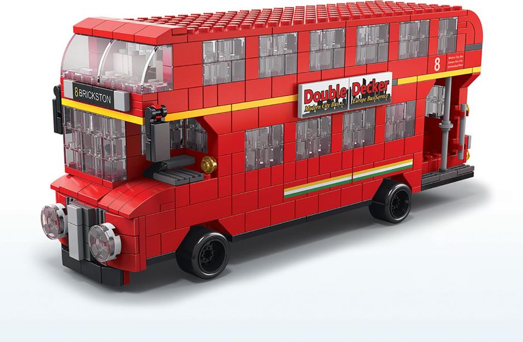 Avizar, 6-in-1 London-Fahrzeuge Bauset 1000 Teile zum Bauen, Rot