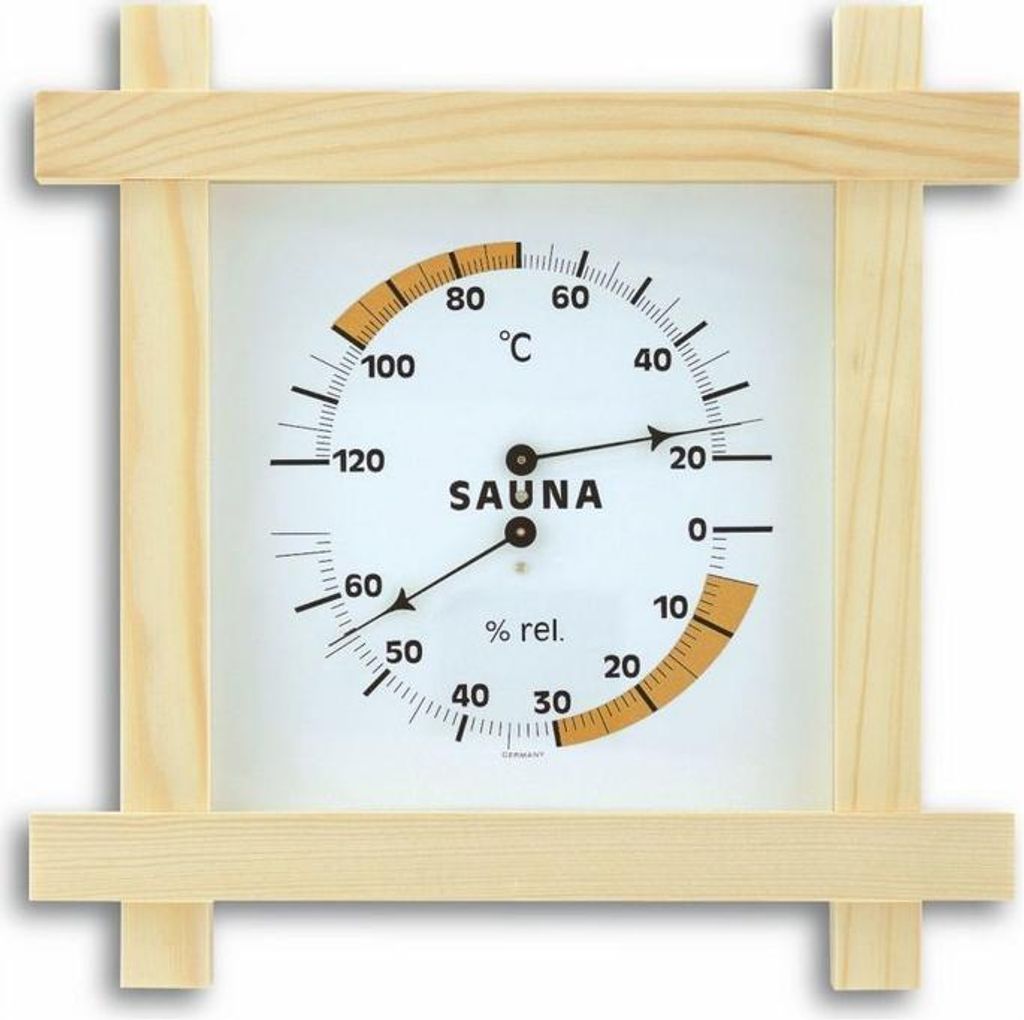 TFA - Analoges Sauna-Thermo-Hygrometer mit Holzrahmen 40.1008 - natur