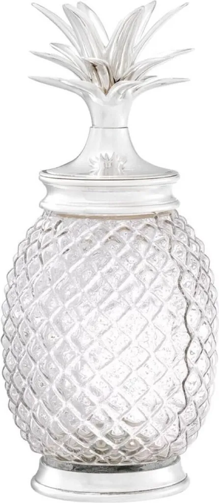 Grand bocal argenté ananas Casa Padrino en métal argenté de 36,5 cm haut