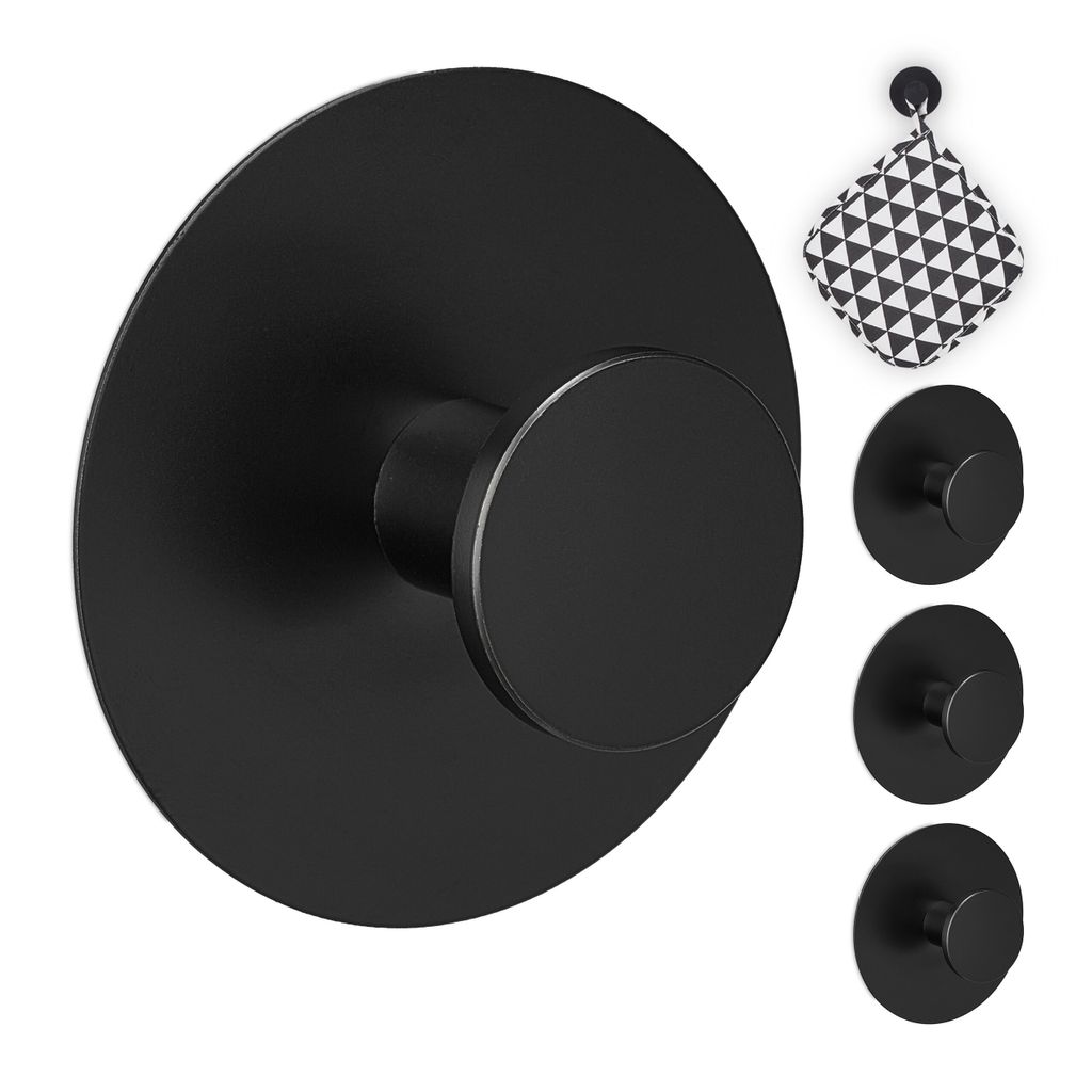 Relaxdays Haken selbstklebend, 4er Set, Edelstahl, Ø 5,5 Produktbild 