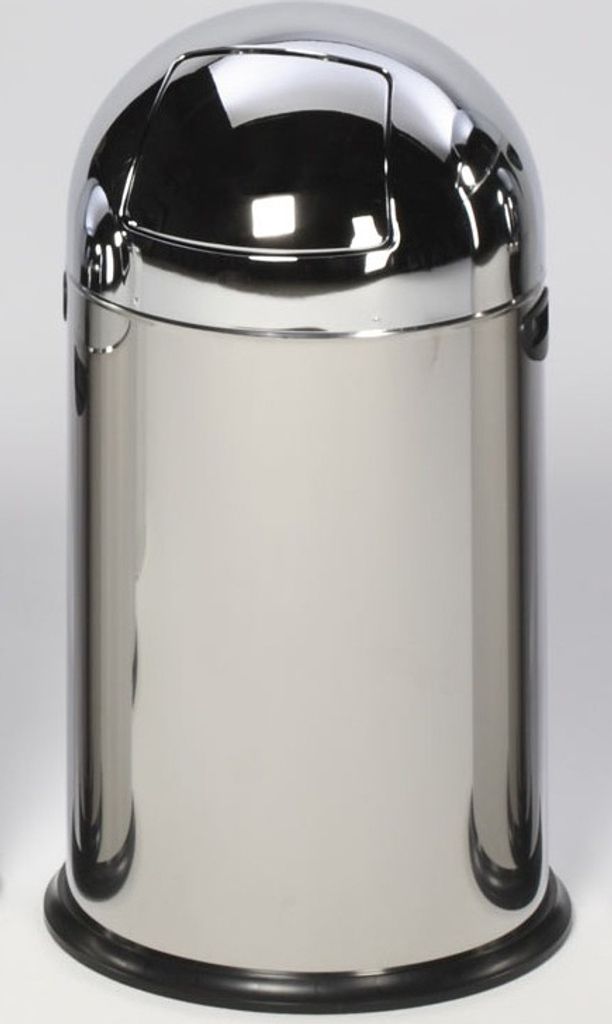 Klassischer Abfallsammler mit Einwurfklappe & Inneneinsatz | 40 Liter, HxBxT 73x46,5x46,5cm | Edelstahl | Silber