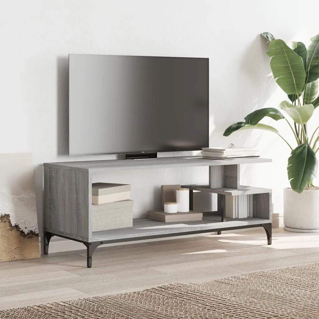 SYFAX Mobile TV di Design Grigio Sonoma e Acciaio 102cm - 3