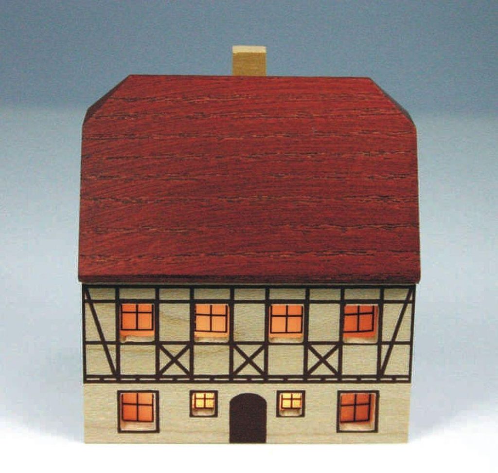 Tischdekoration Holzhaus Fachwerk natur für Innenbeleuchtung Höhe 6,5cm NEU