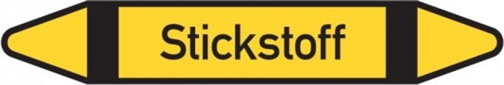 Dreifke Aufkleber I RKZ-Etikett Stickstoff, DIN 2403, gelb/schwarz/schwarz, ...