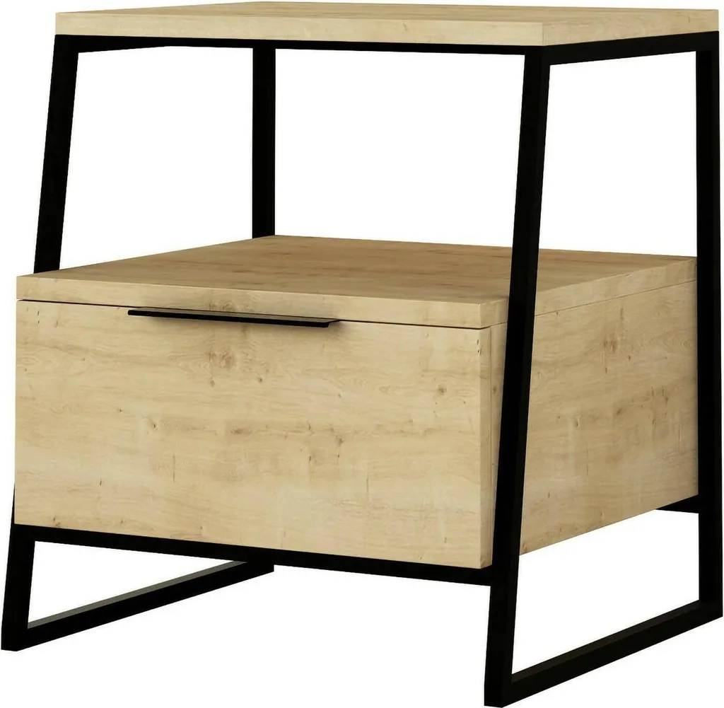 Alonso Table de chevet 45x40x50 cm Chêne brun avec tiroir de rangement